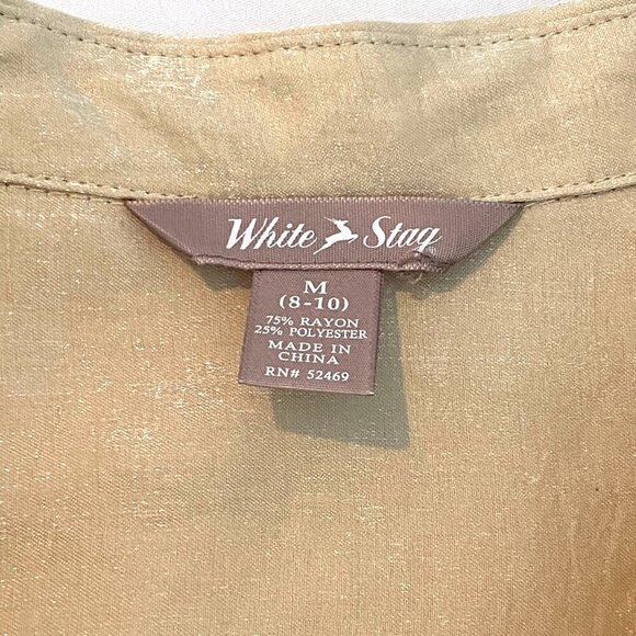 White Stag gold shimmer blouse Womens Medium holidays date night feminine - Picture 8 of 8
